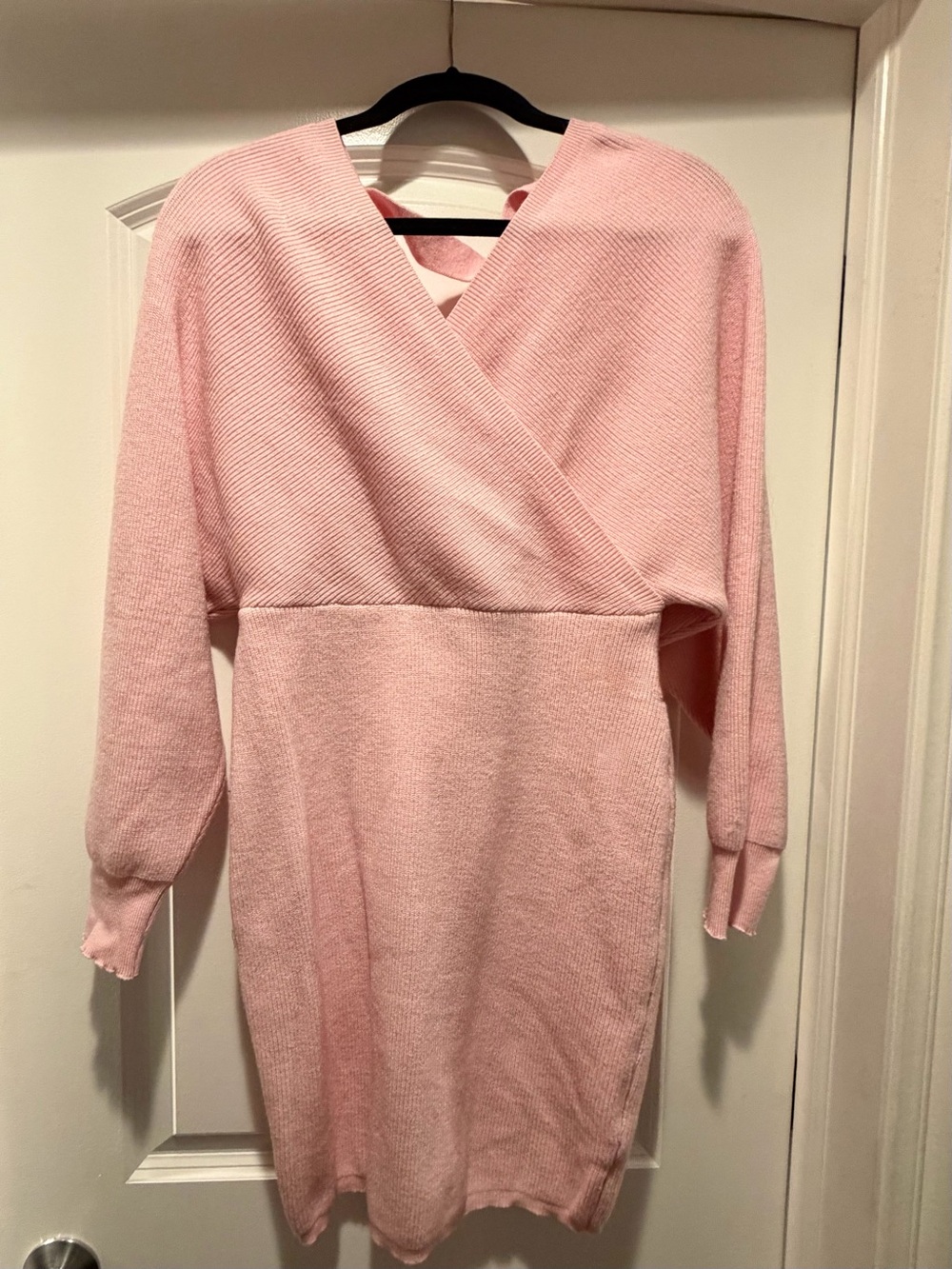 Women's Pink Knit Wrap Sweater Dress